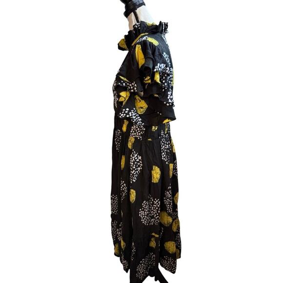 Busayo Black Yellow Puff Sleeve Print Maxi Dress - Picture 4 of 13